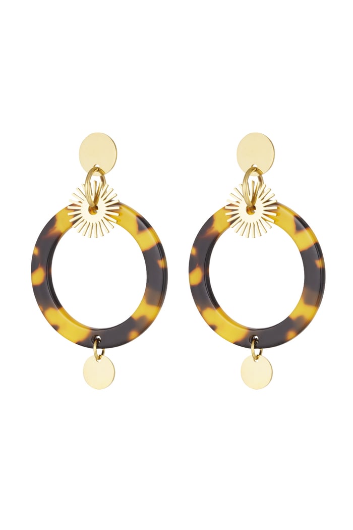 Circle earrings with print - Gold color 