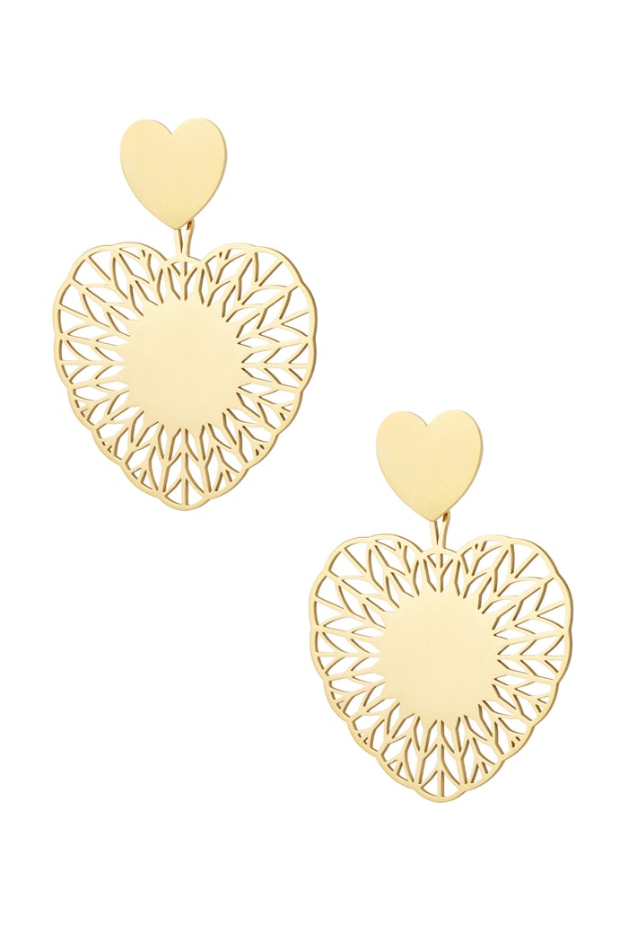 Earrings heart mandela - Gold color 