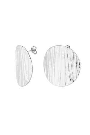 Round earrings with print - Silver Color color h5 