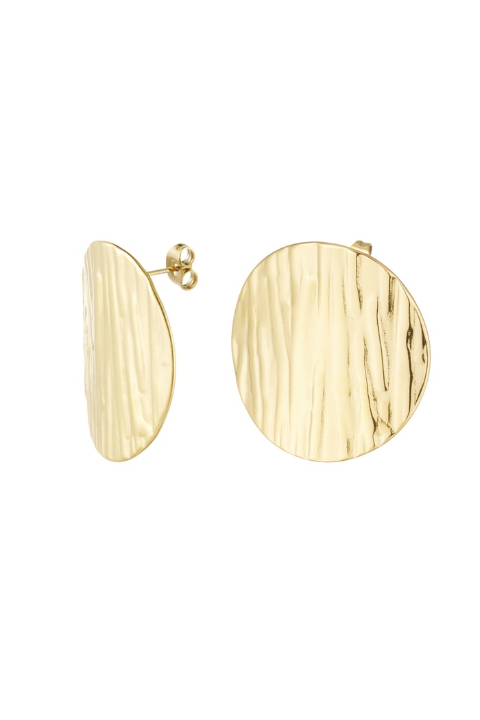 Round earrings with print - Gold color 