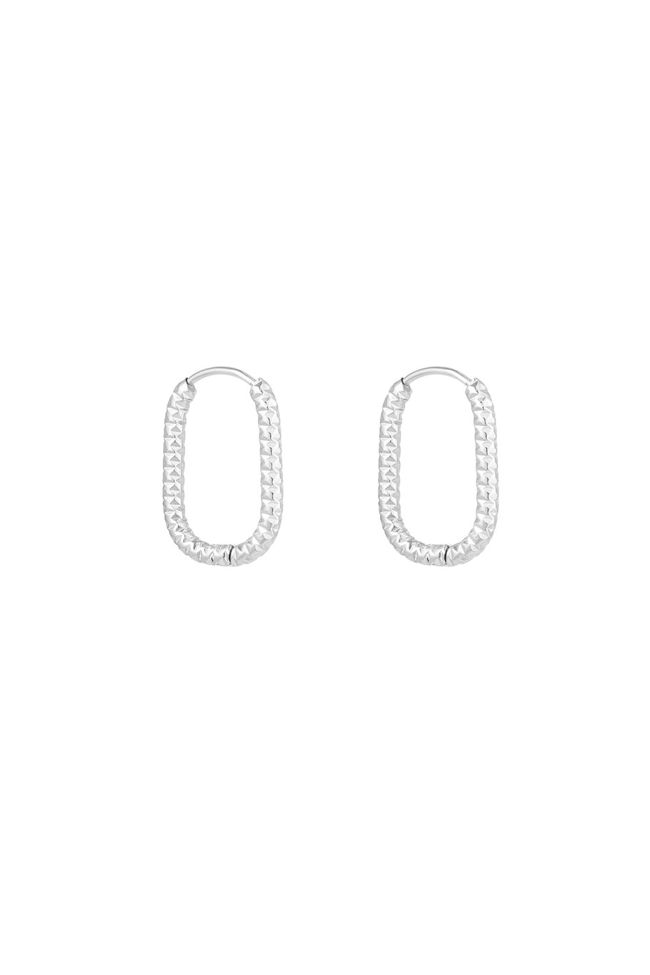 Earrings ribbed elongated - Silver Color color 