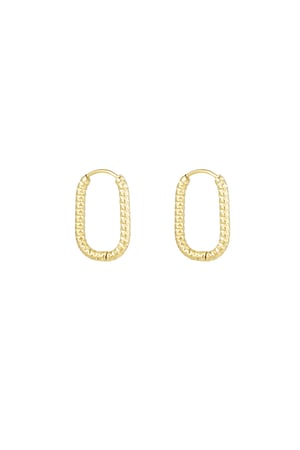 Earrings ribbed elongated - Gold color h5 