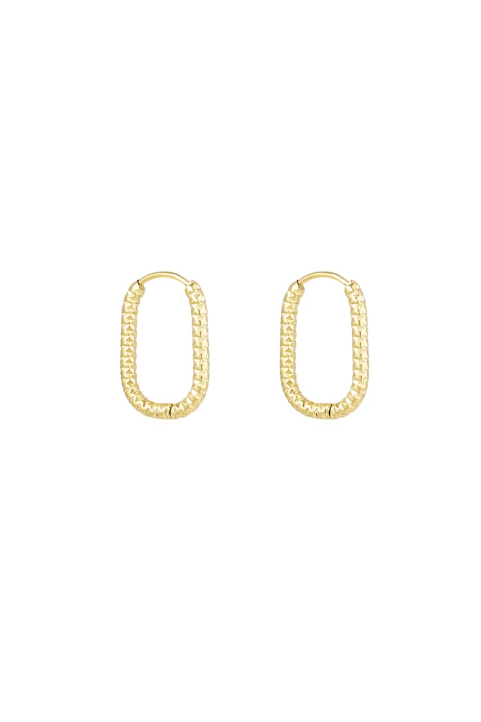 Earrings ribbed elongated - Gold color 