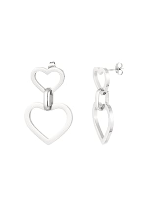 Earrings hearts with link - Silver Color color h5 