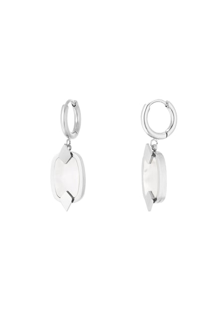 Earrings with charm - Silver Color color 2