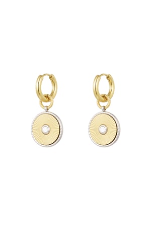 Round earrings - Gold color/silver h5 