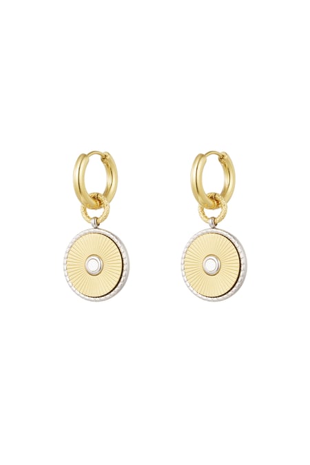 Round earrings - Gold color/silver