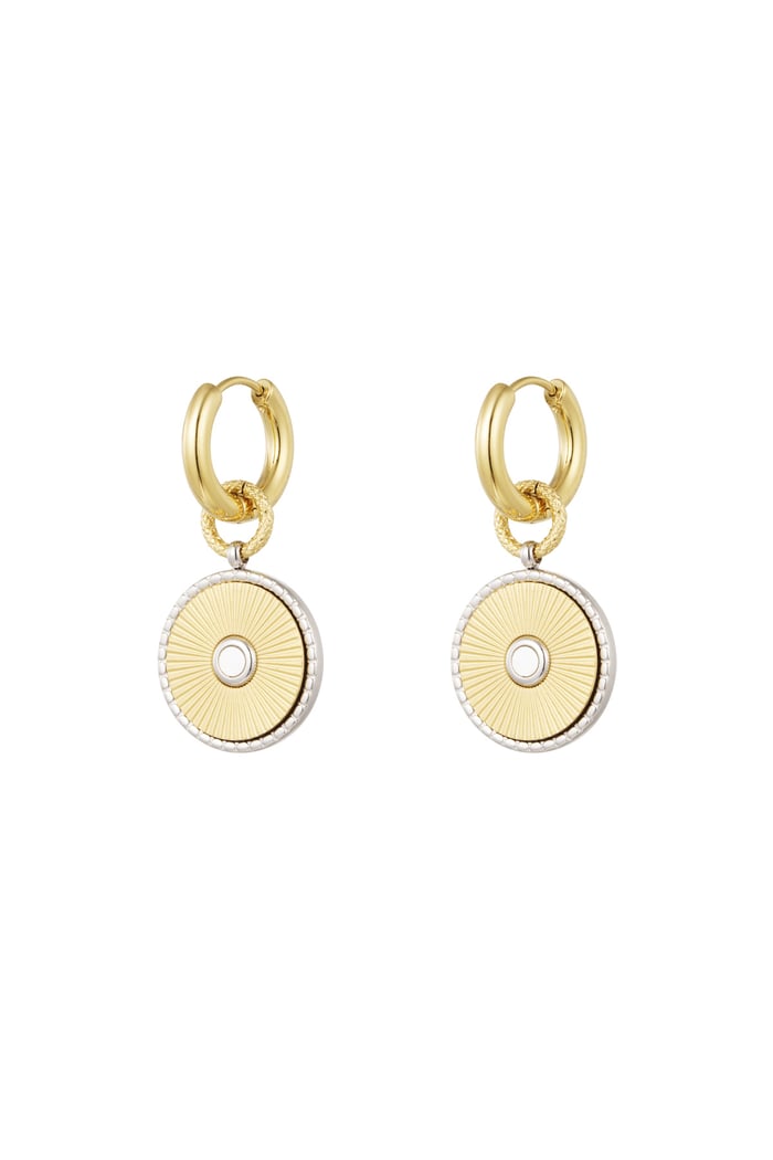 Round earrings - Gold color/silver 