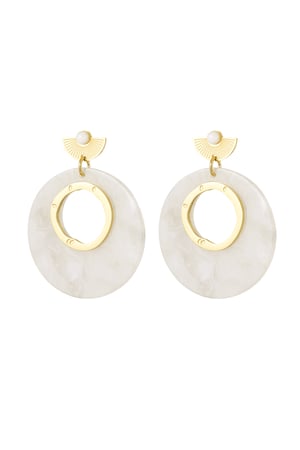 Earrings around white details - Gold color/white h5 