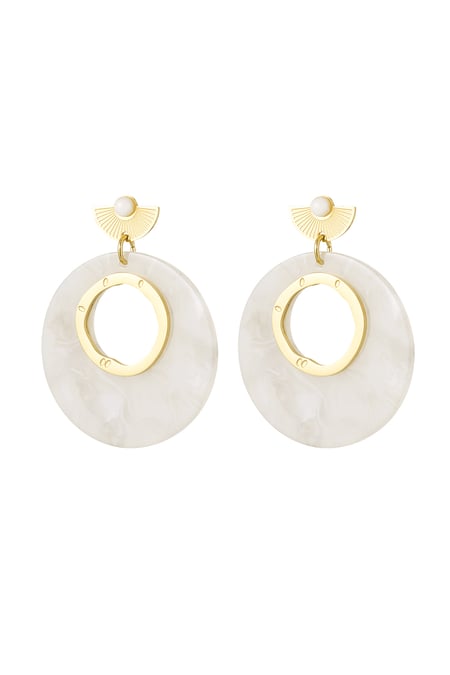 Earrings around white details - Gold color/white 2