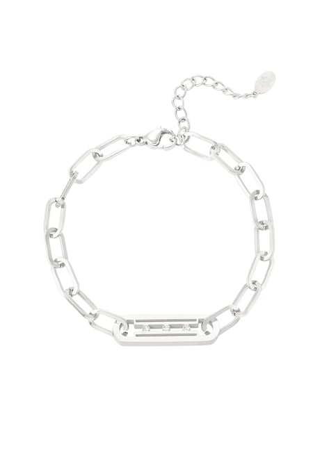 Bracelet maillons avec pierres - Couleur argent