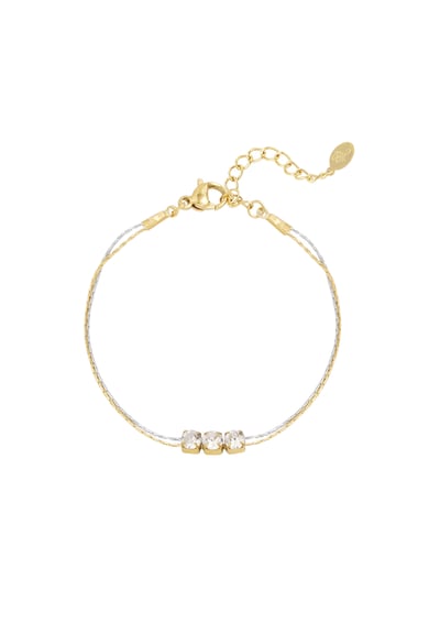 Bracciale Colore oro/argento con pietra - bianca h5 