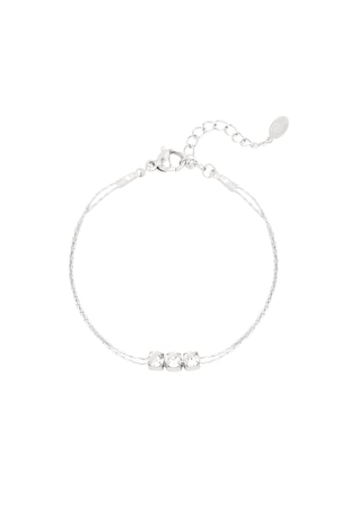 Armband Goldfarbe/Silber mit Stein - weiß h5 