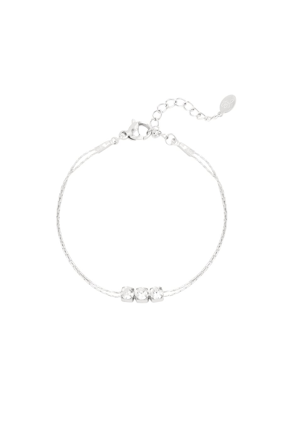 Armband Goldfarbe/Silber mit Stein - weiß 