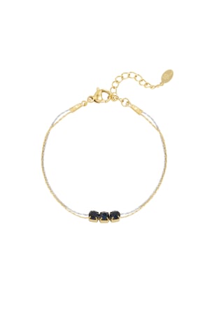 Bracelet Gold color/silver with stone - black h5 