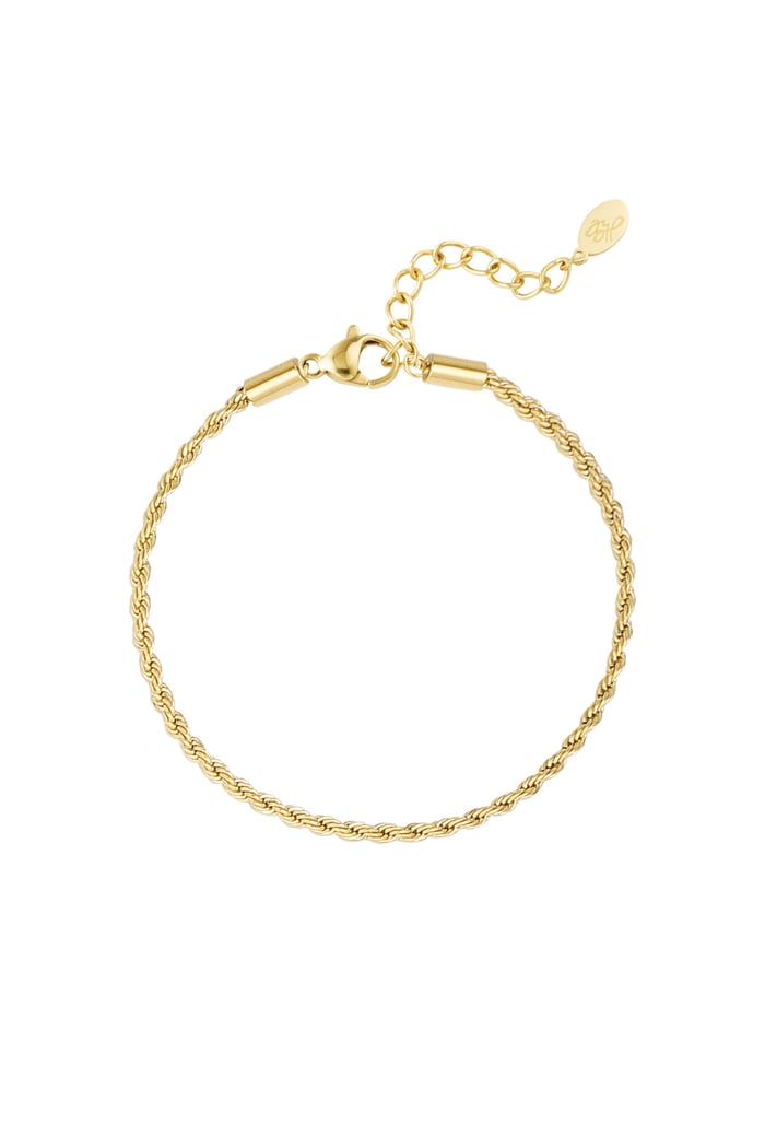 bracelet jasseron twisted narrow - Gold color-2.0mm 