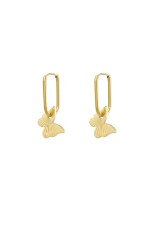 Elongated earrings with butterfly - Gold color h5 