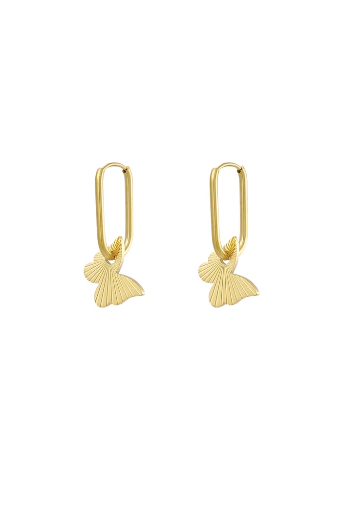 Elongated earrings with butterfly - Gold color 