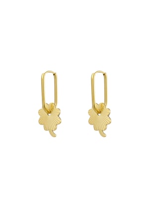 Earrings elongated with flower - Gold color h5 