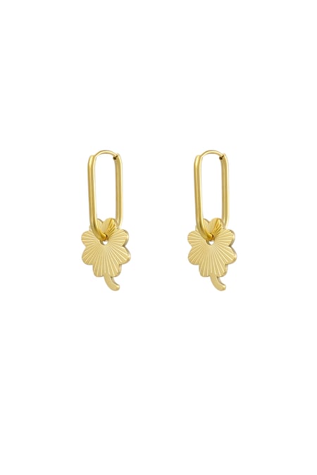 Earrings elongated with flower - Gold color 2