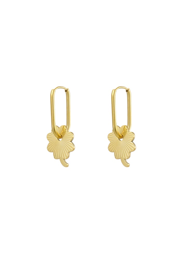 Earrings elongated with flower - Gold color 