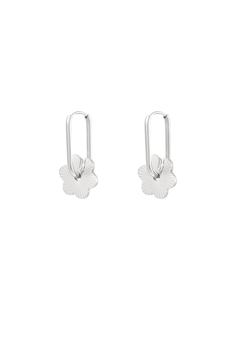 earrings elongated round flower 