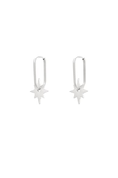 Elongated earrings with star - Silver Color color h5 