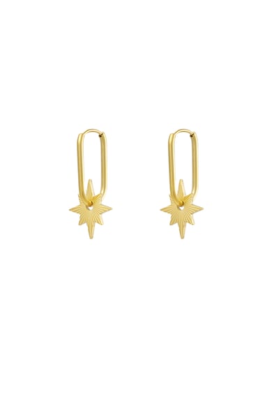 Elongated earrings with star - Gold color h5 