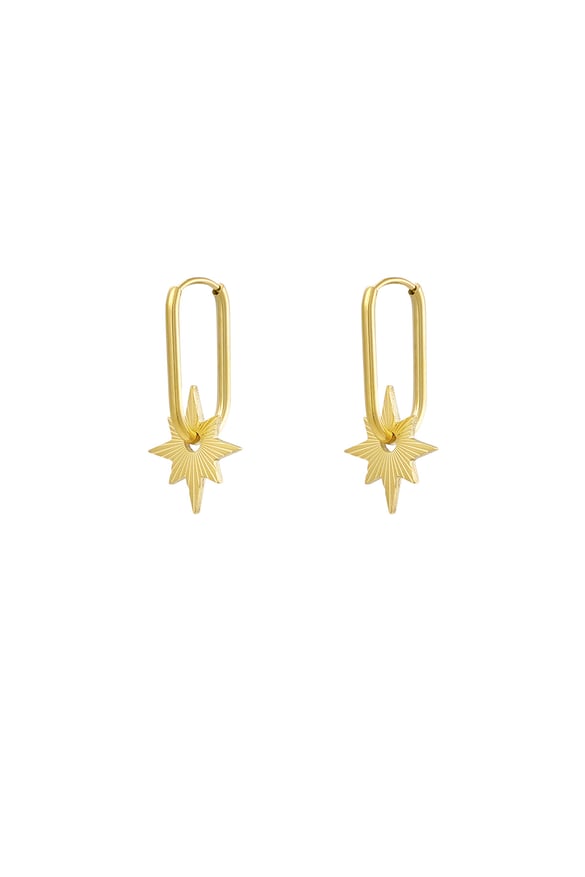 Elongated earrings with star - Gold color 2