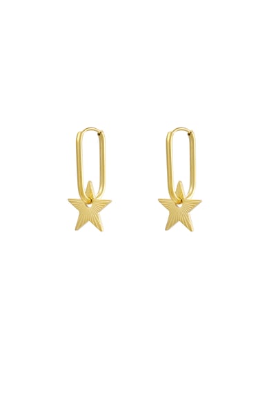 Elongated earrings with star - Silver Color color h5 