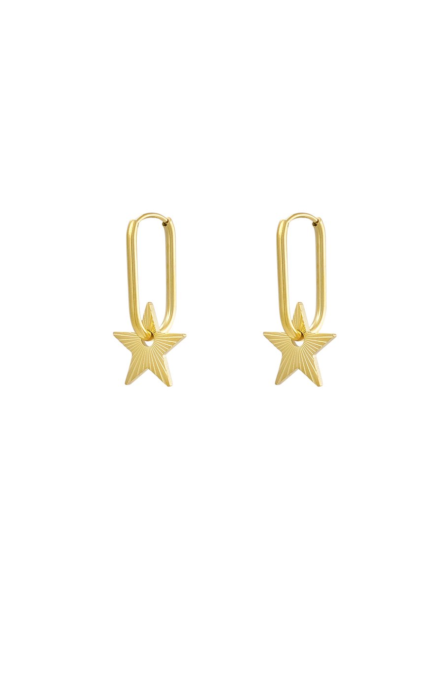 Elongated earrings with star - Silver Color color 