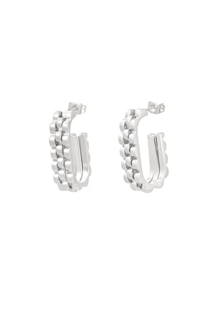 Earrings elongated link in link - Silver Color color h5 