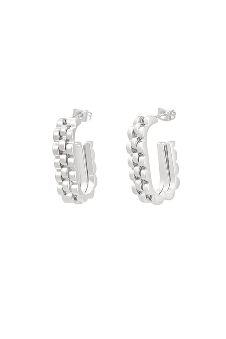 Earrings elongated link in link - Silver Color color 2