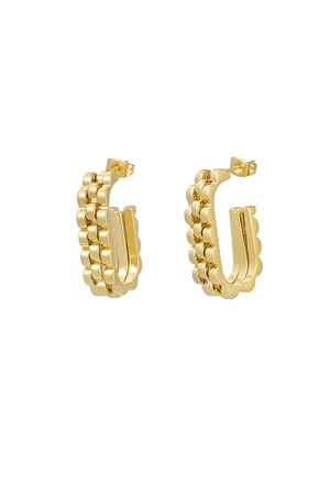 Earrings elongated link in link - Gold color h5 