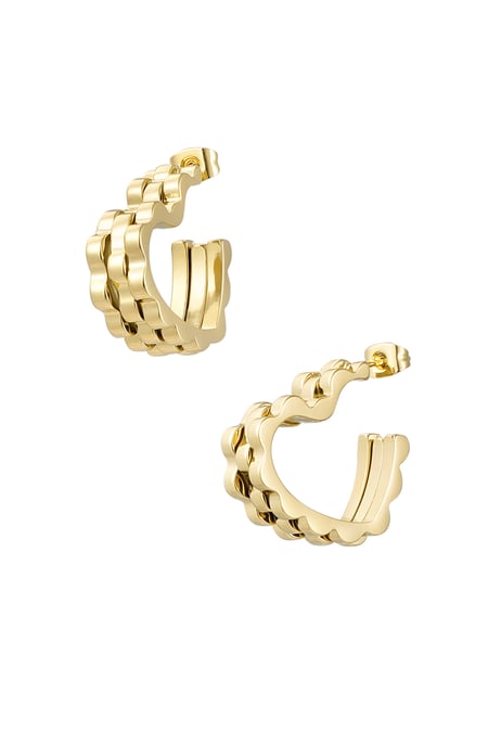 Earrings heart link in link - Gold color 2