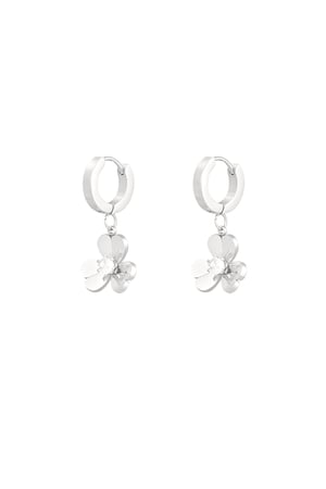 Earrings flower with stone - Silver Color color h5 