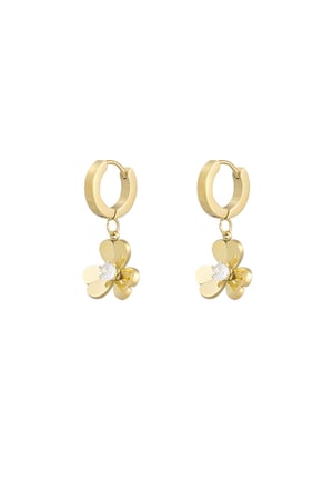 Earrings flower with stone - Gold color h5 