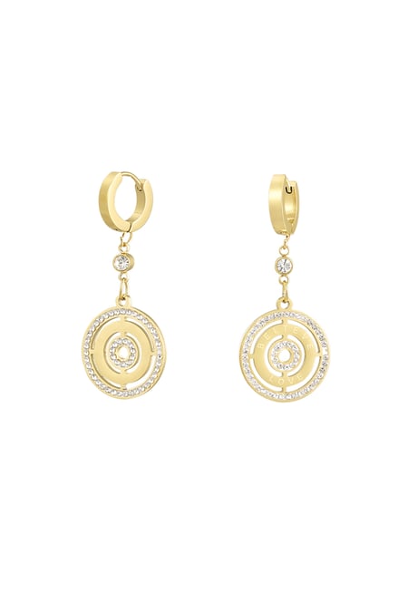 Round earrings with stones - Gold color