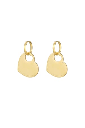 Earrings heart charm - Gold color h5 