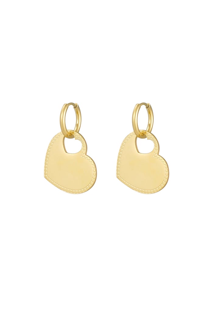 Earrings heart charm - Gold color 