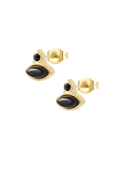 Vintage earrings rhinestone studs - black 2