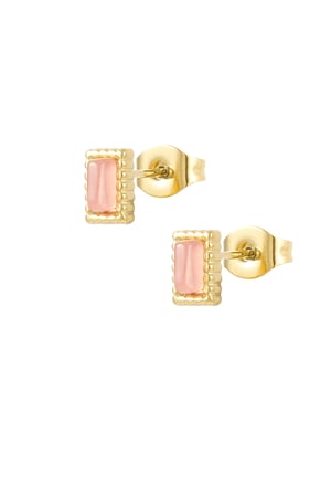 Ear studs rectangle edge - pink h5 