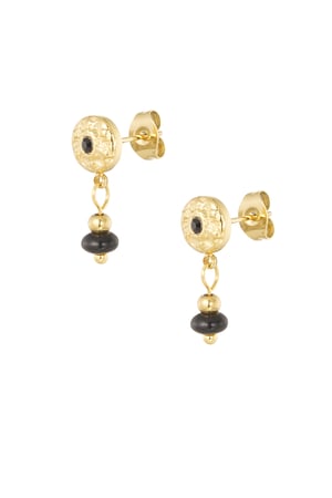 Classic natural stone earrings - black Gold color h5 