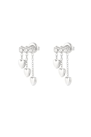 Earrings with heart chain - Silver Color color h5 