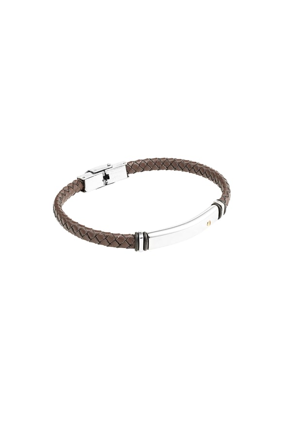 Herrenarmband geflochten - Silber/Schwarz