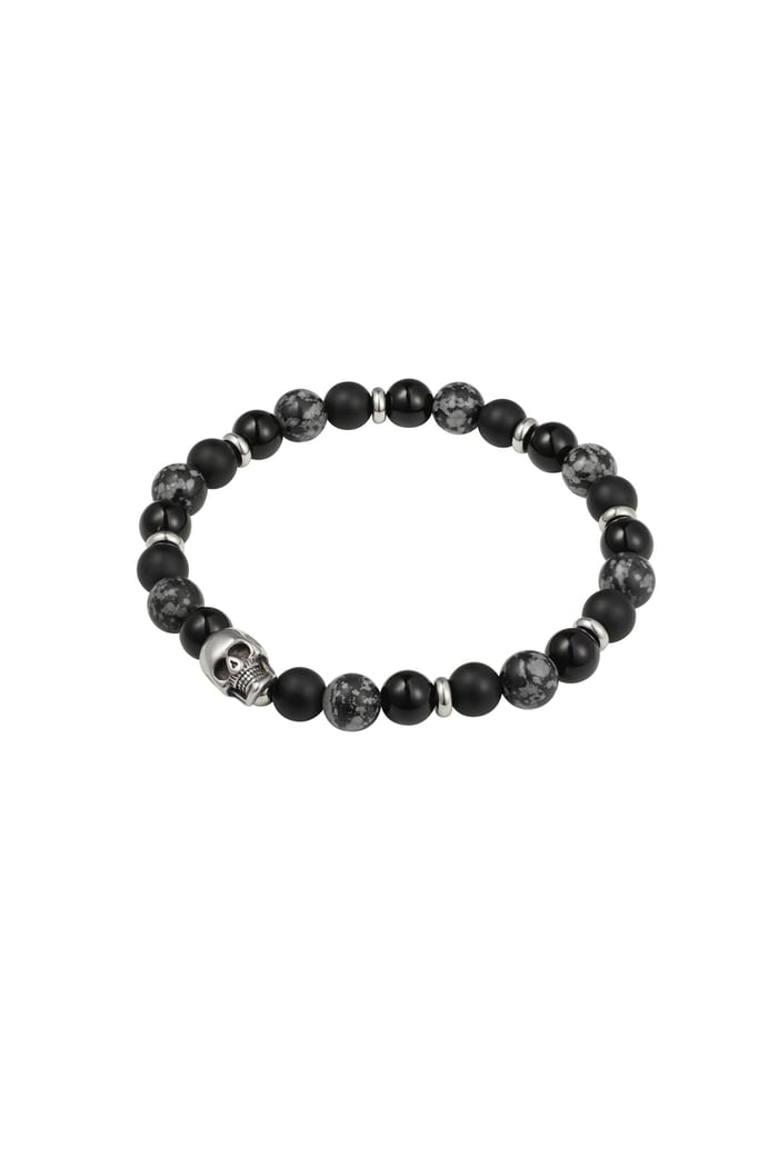 Men's bracelet beaded skull details - gray 