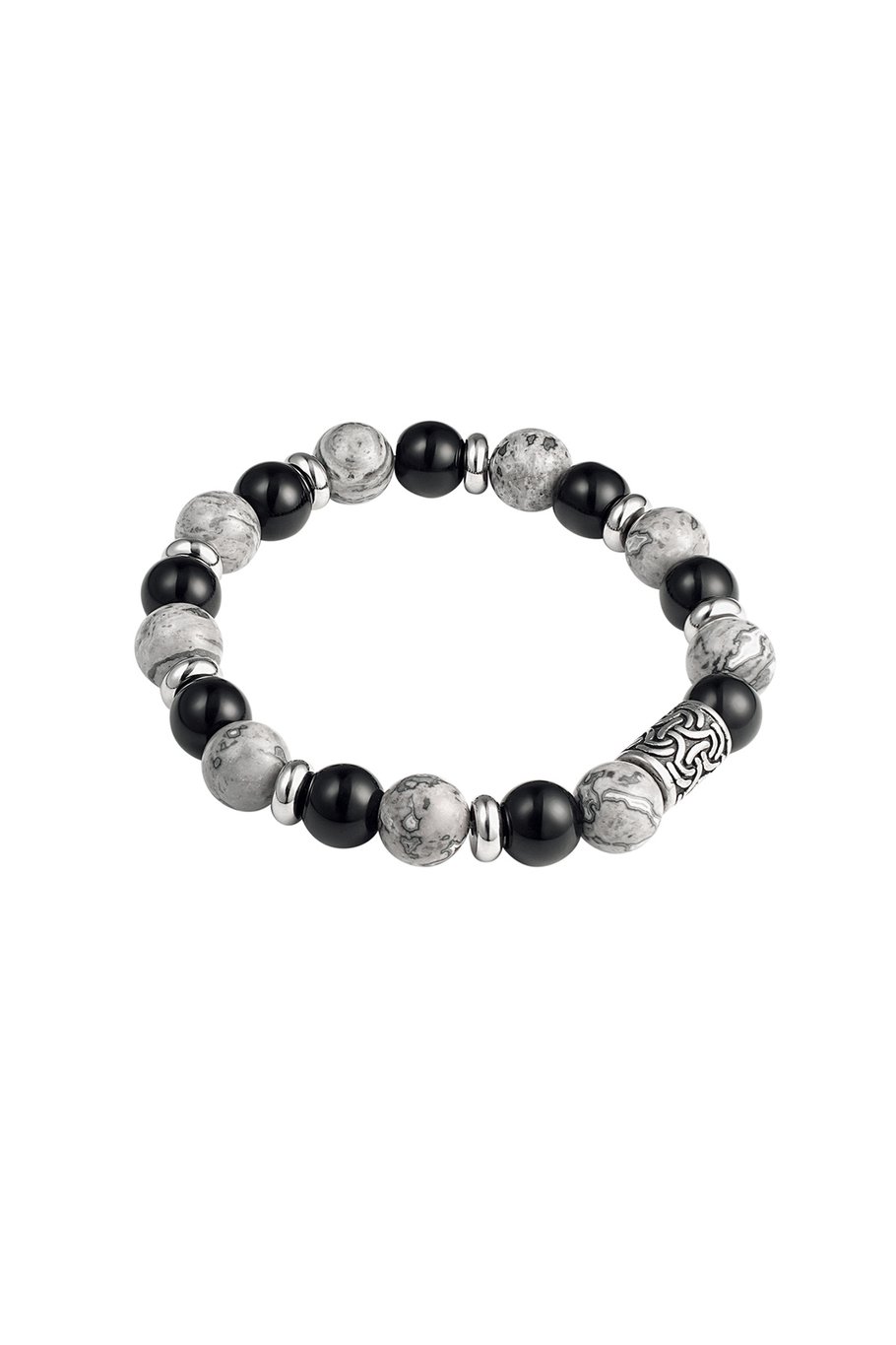 Men's bracelet beaded silver color details - gray 
