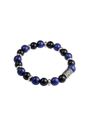 Men's bracelet beaded silver color details - blue h5 