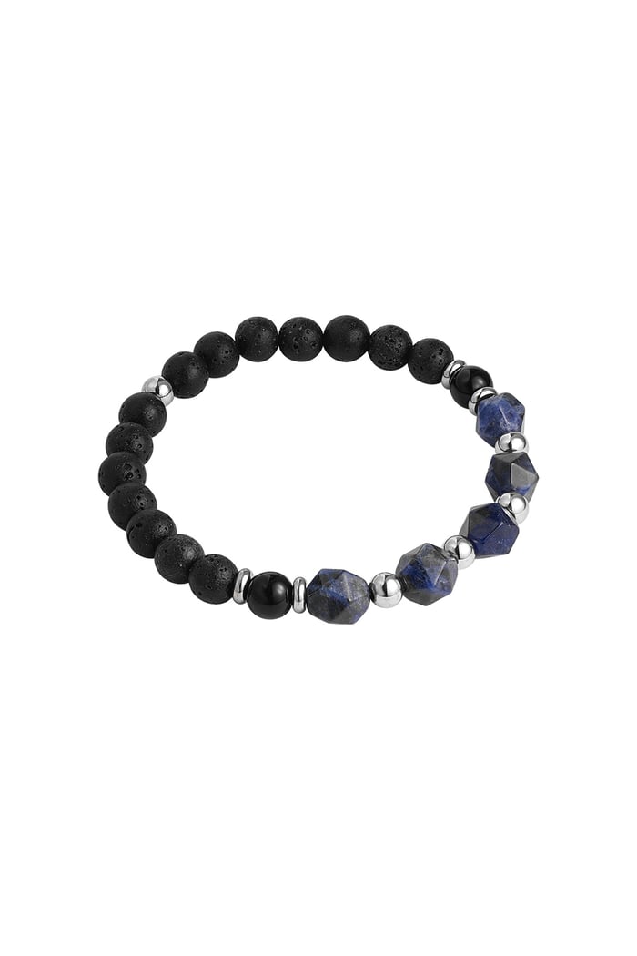 Men's bracelet beads black/color - blue 