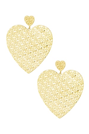 Small heart earring with large heart pendant - Gold color h5 